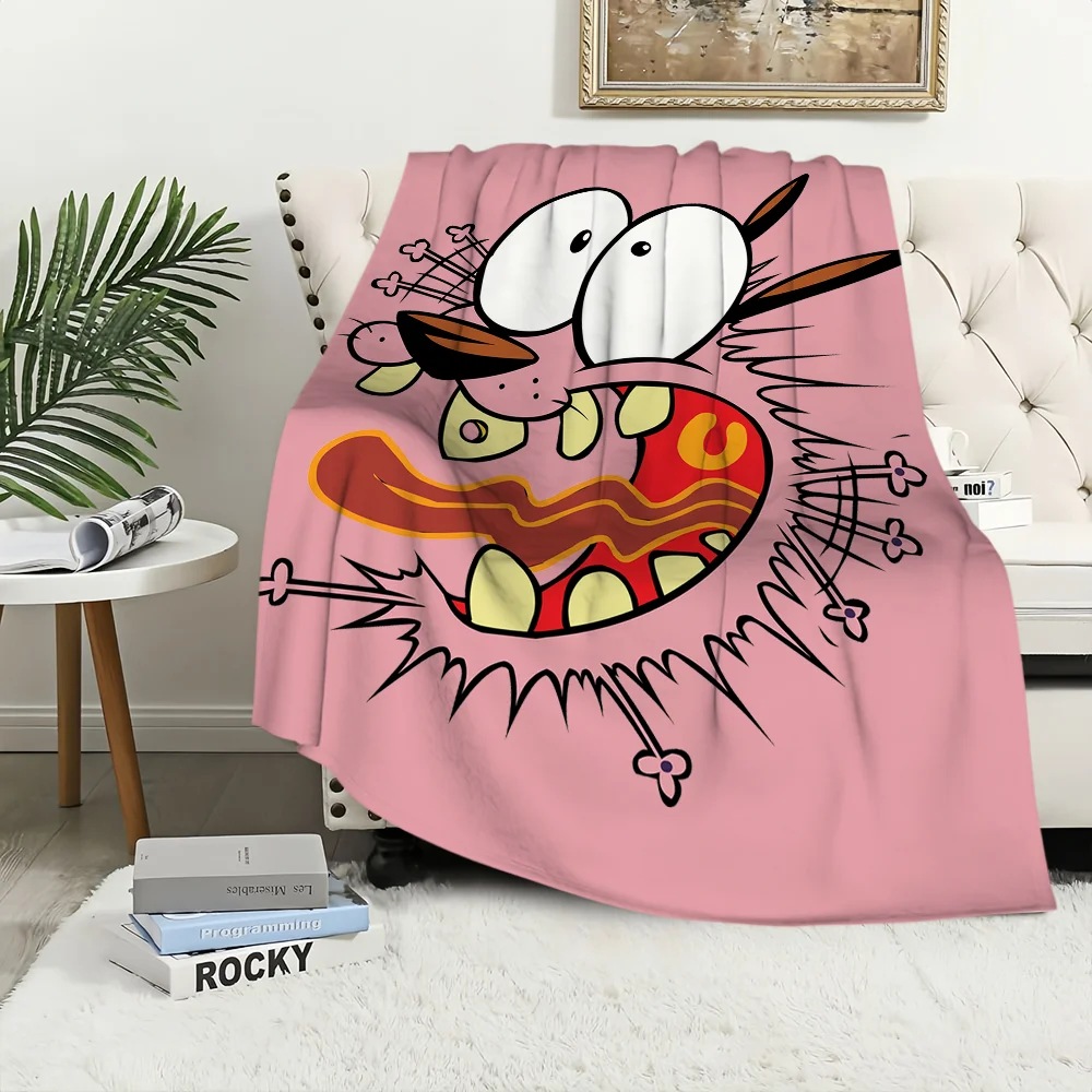 Cartoon C-Courage the C-Cowardly D-Dog Blanket Plush Nap Sofa rug for Living Room Office Bedroom Birthday Home Travel Kid Gifts 2