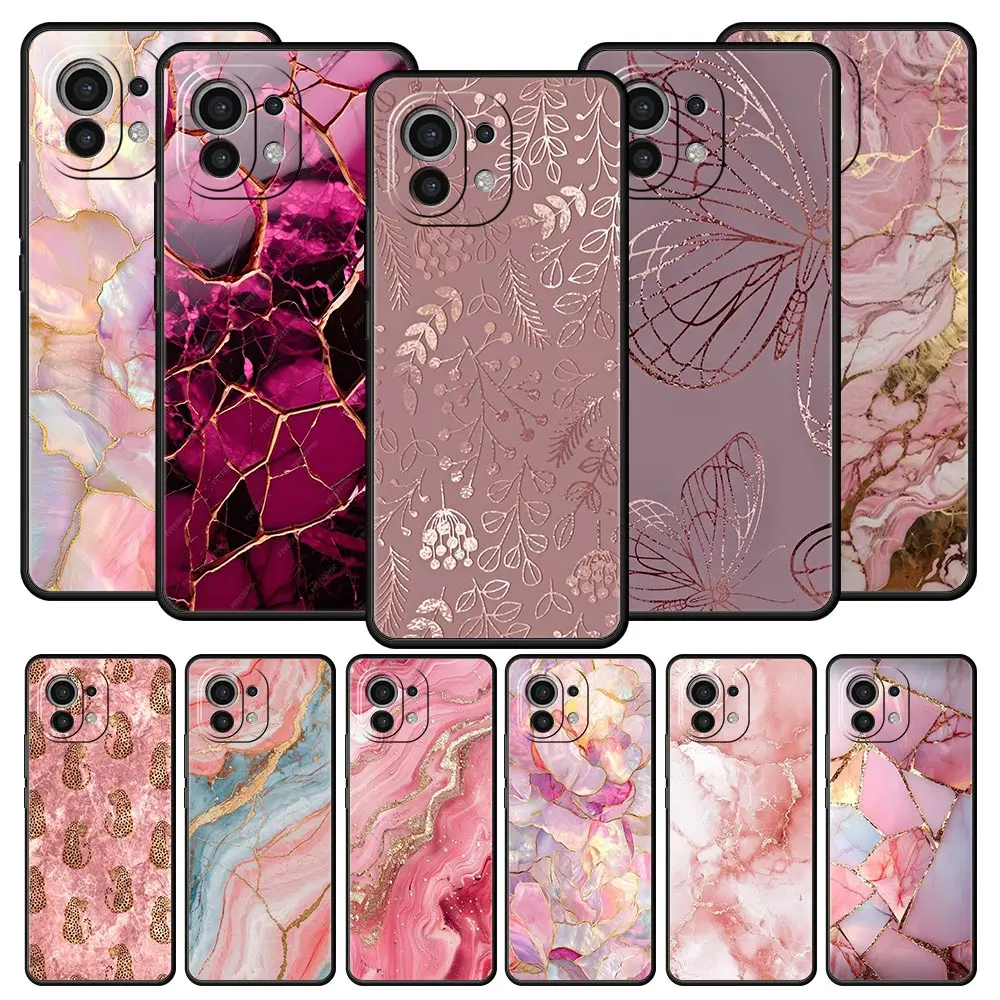 Elegant Gold Pink Marble Phone Case - Soft Protective Cover