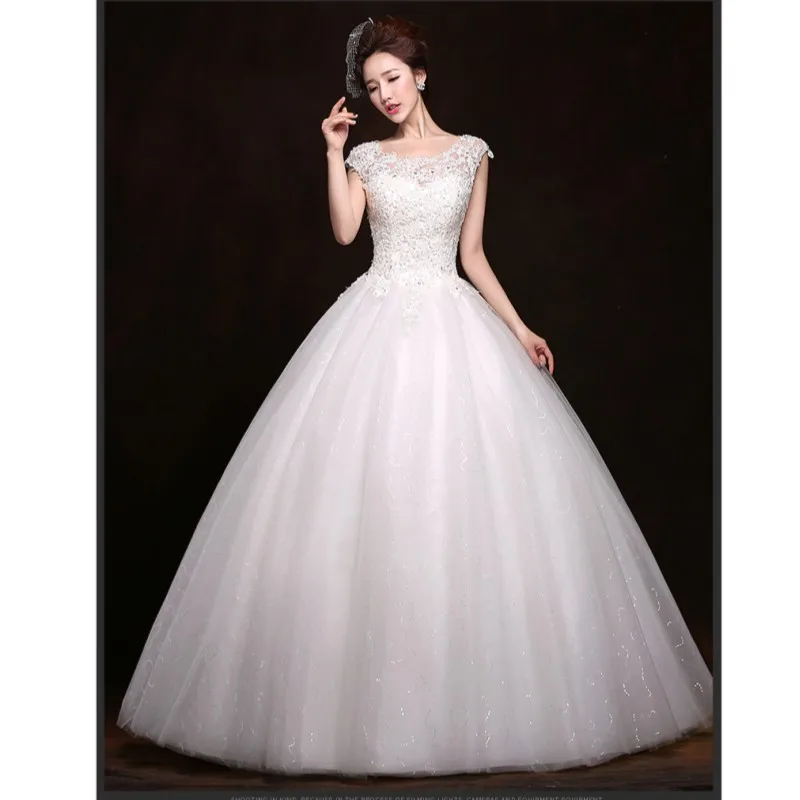 

Sweet Classic O-neck Ball Gown Wedding Dresses Elegant Floor-length Lace Tulle Suknia Slubna New Sleeveless Robe Mariage Femme