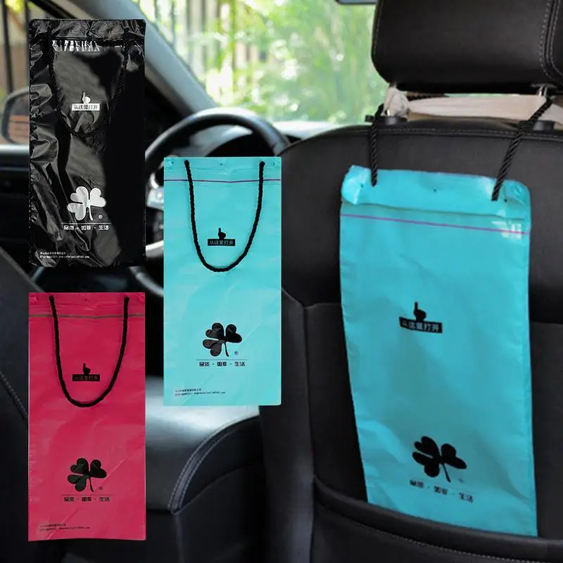 

Multi Car Sticky Trash Bags 50pcs WaterProof Barf Bags Throwaway Portable Universal Vehicle Back Seat Headrest Litter Waste Bag