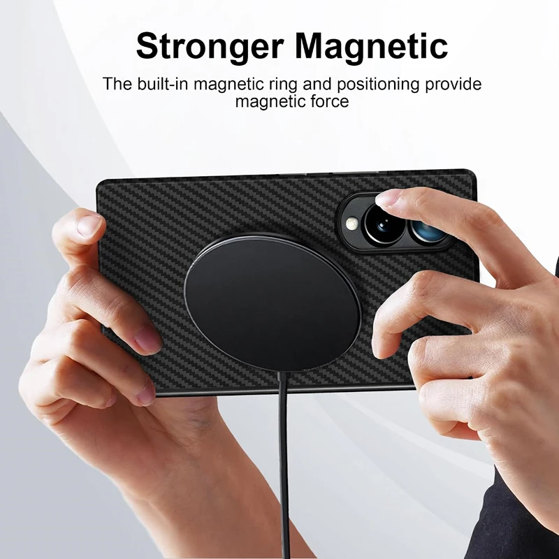 Wireless Charging Carbon Fiber Print Magnetic Case - Shockproof and Ultra Durable
