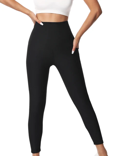 Women's Sauna SportsPants Pocket Style High Waist Lifting Hip Tightening Abdominal Yoga Pants Fitness Training Fat Burning Pants 4