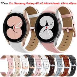 20mm Leather Strap For Samsung Galaxy Watch 5 4 6 40mm 44mm/Watch 5 pro 45mm Bracelet For Galaxy Watch4 Classic 46mm/42mm Correa