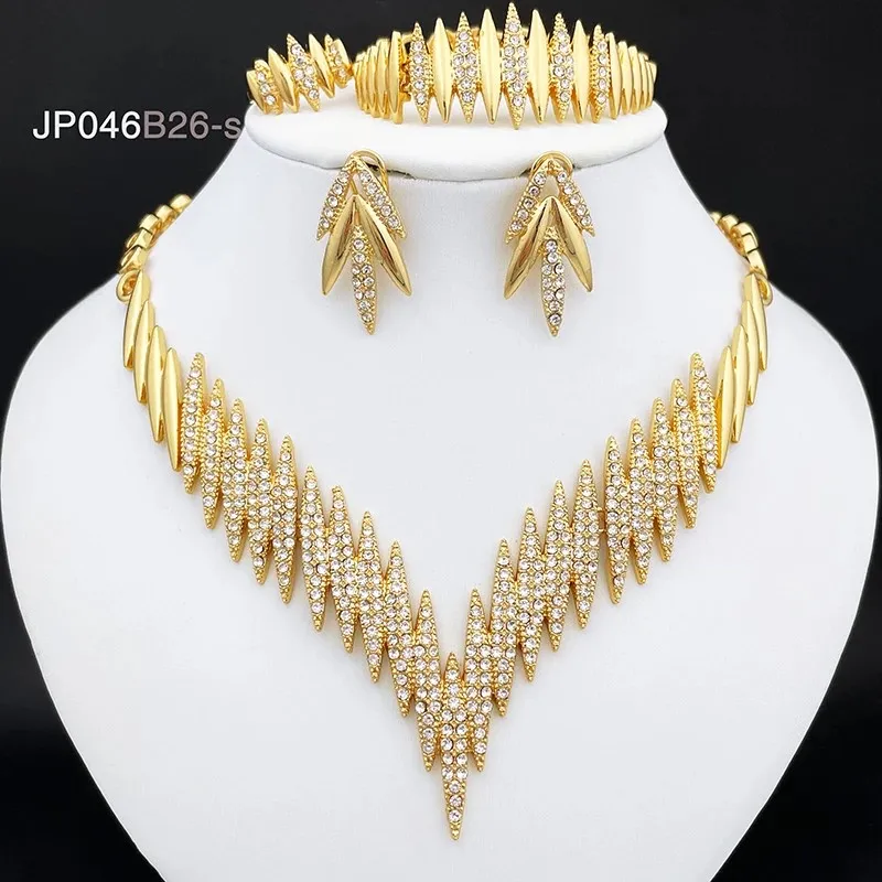 Fashion Jewelry Sets Gold Color Necklace And Earrings For Women 4 Pieces Jewelry Set - 5