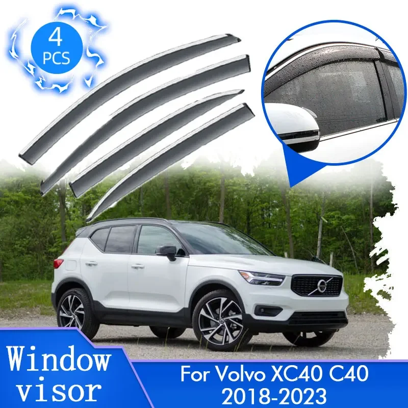 For Volvo XC40 C40 2018 2019 2020 2021 2022 2023 Deflector Guard Awning Cover Trim Rain Windshield Windows Visor Car Accessories