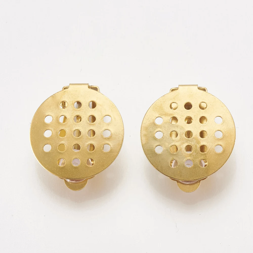 

2pc 304 Stainless Steel Clip-on Earring Findings with Round Flat Pad and Rubber Flat Round Golden 22x15x8mm