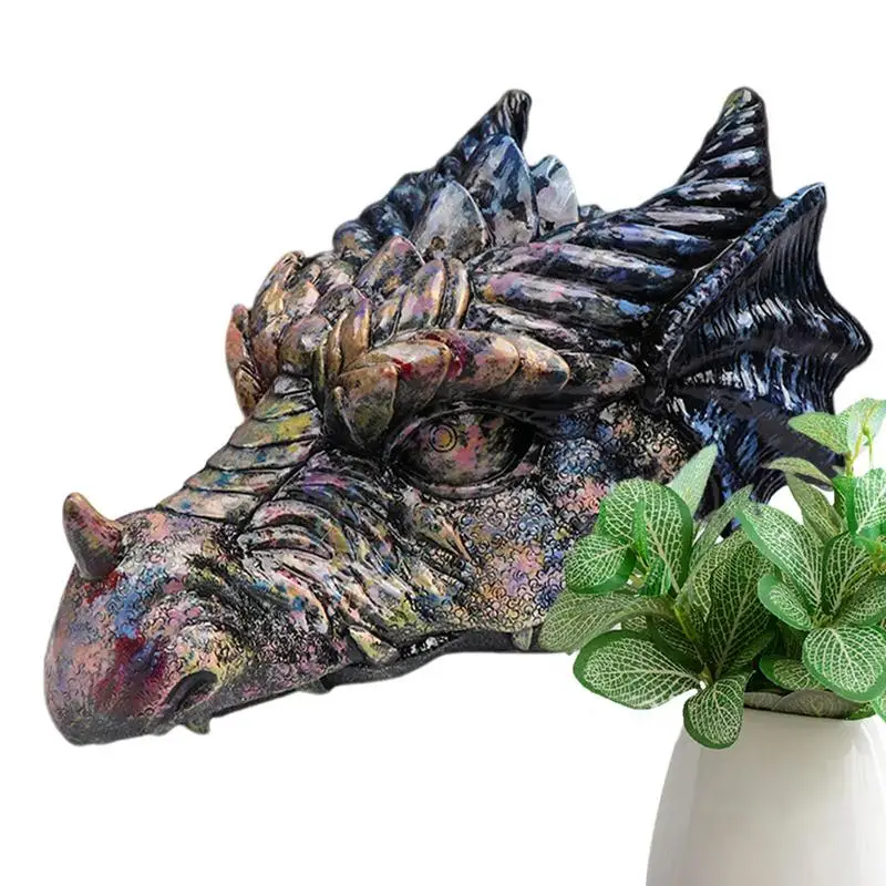 

Dragon Fence Decor Resin 3D Art Figurine Dragon Figure Yard Sign Outdoor Dragon Sculpture for Pond Porch Farm Lawn Yard Patio