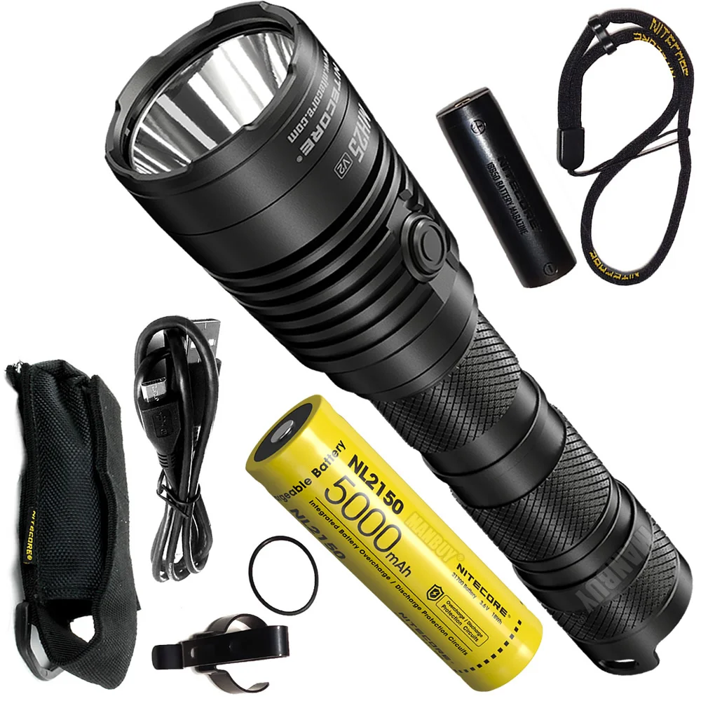 2022 wholesale NITECORE MH25V2 1300 Lumens type-C Rechargeable Tactical  Flashlight 5000mAh Battery Outdoor Camping Hunting Torch