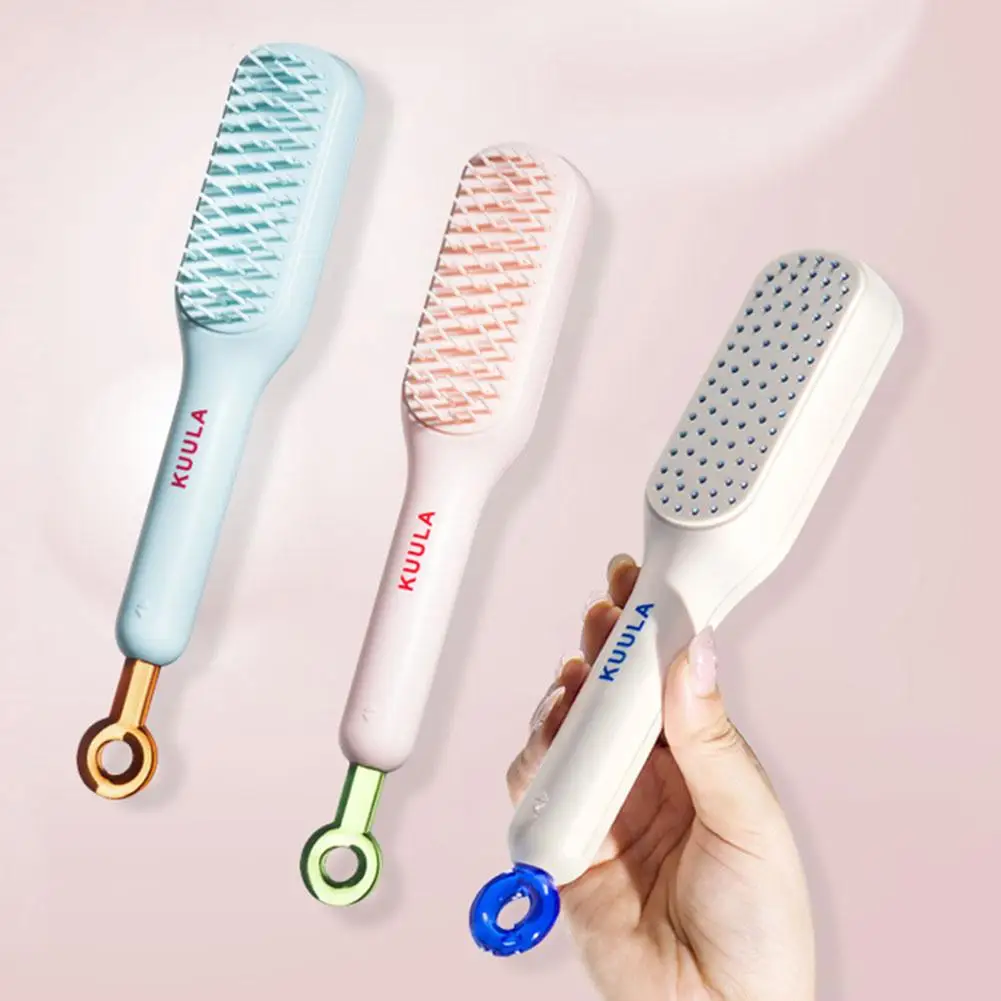 Description Picture 2 of itemRetractable Comb Self-cleaning Hair Brush Anti-static Massage Comb For Women Smooth Hair Self Cleaning Hair Brush S1f6