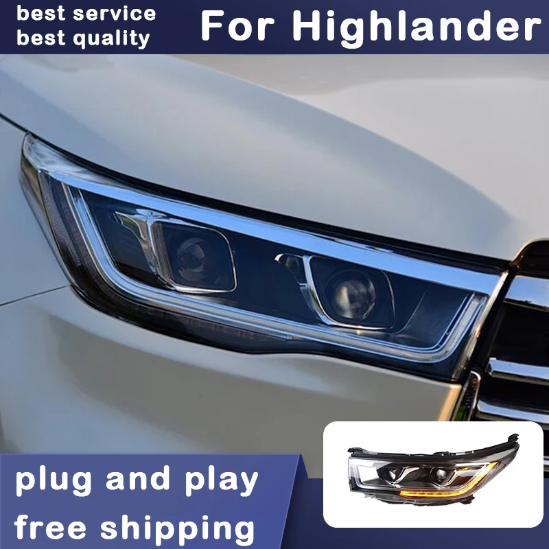 Car Styling Headlights for Toyota Highlander LED Headlight 2015 New Kluger Head Lamp DRL Signal Projector Lens Automotive