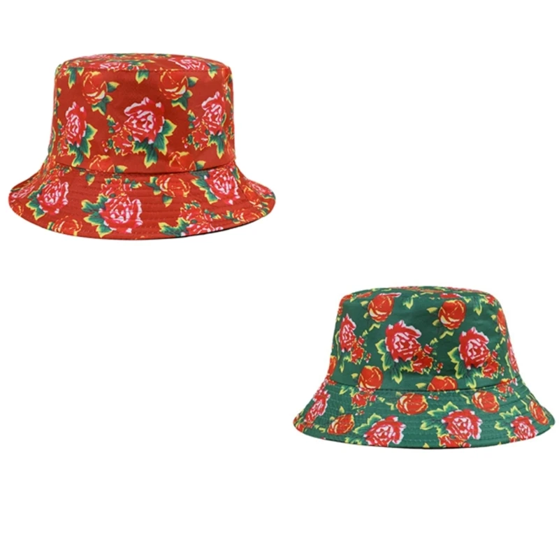 

Reversible Bucket Hat Rose Decorated Fun Cloche Hat for Trendsetter Fisherman Hat Photo Props