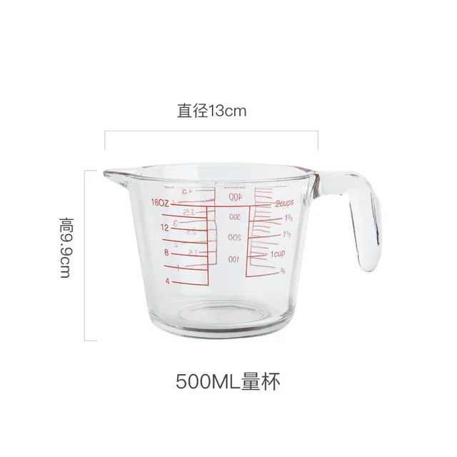 Glass Measuring Cup, 1 1/3-Cup Tempered Glass Liquid Measuring Cups,  12oz/350ml, with Handle and 3 Scales (OZ, Cup, ML), Transparant,  Dishwasher