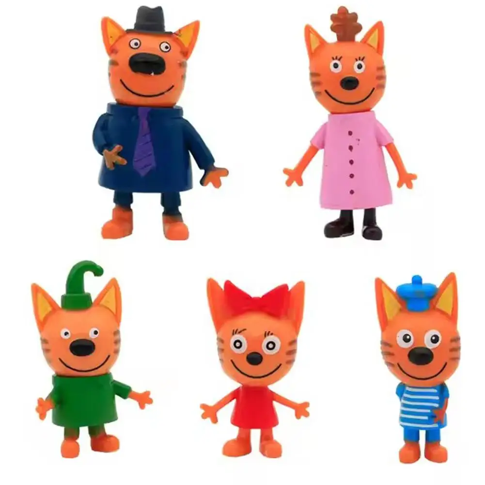 Russian Three Little Kittens Action Figure Set - Cartoon Anime Happy Cats Collectible Toys for Home Decor and Child Gifts