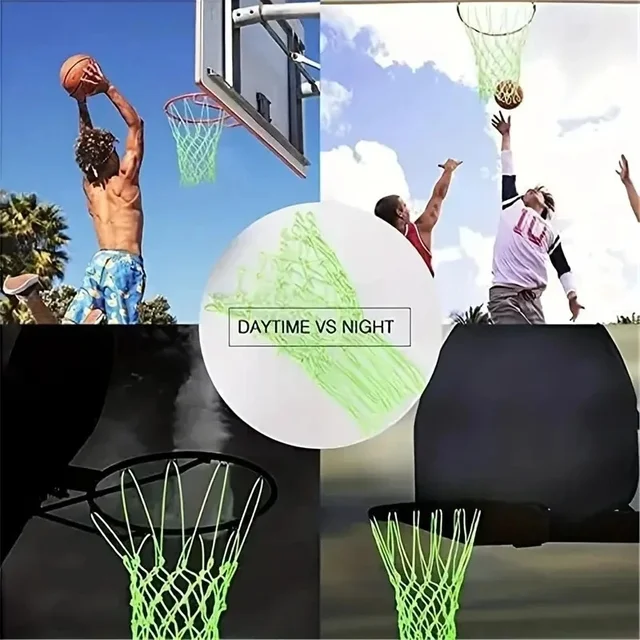 50CM Standard Luminous Basketball Net Green Fluorescent Basketball Net Self Luminous Children's Basketball Frame Net 1PC 3
