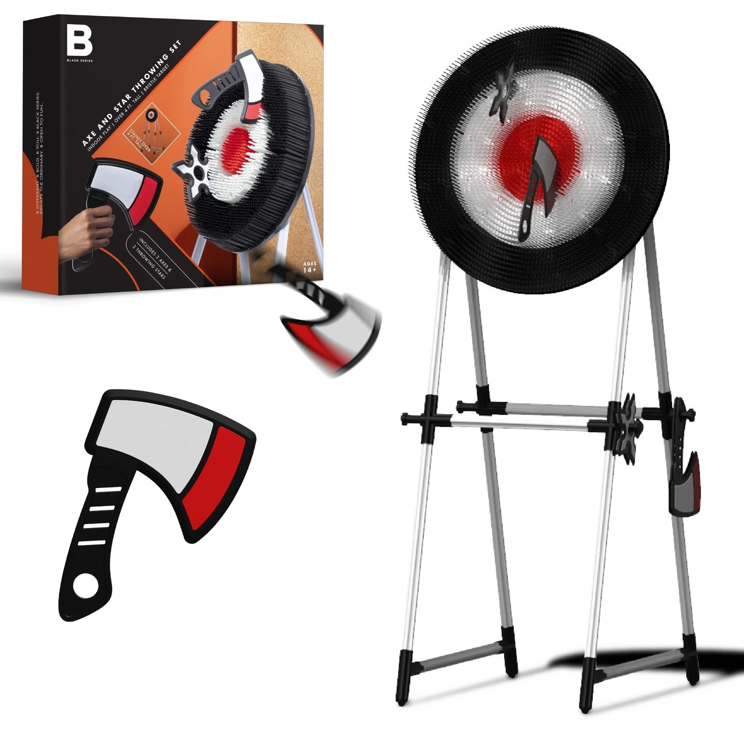 Kiddie Play Axe Throwing Game Set with Target 3 Axes and 3 Throwing Stars Indoor & Outdoor Play for Kids,Christmas Gifts 4