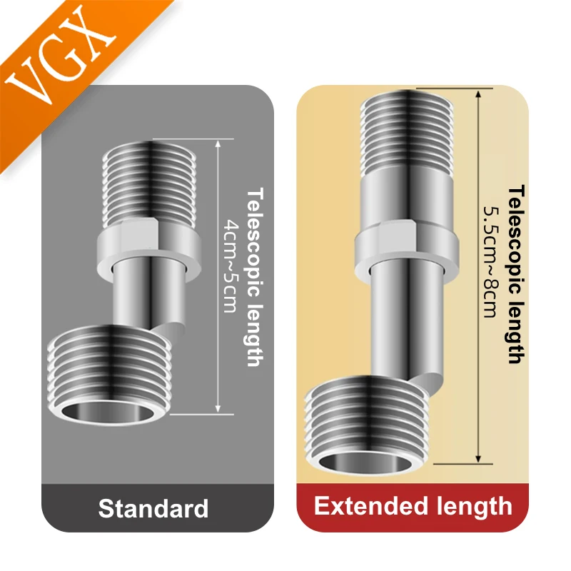 Shower Extension Corner Telescopic Curved Feet 360 Degree Adjustable Shower Faucet Angled Adapter for Bathroom Eccentric Screw faucet accessories