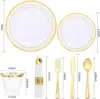 Luxury 350-piece gold dinnerware set for 50 guests on table