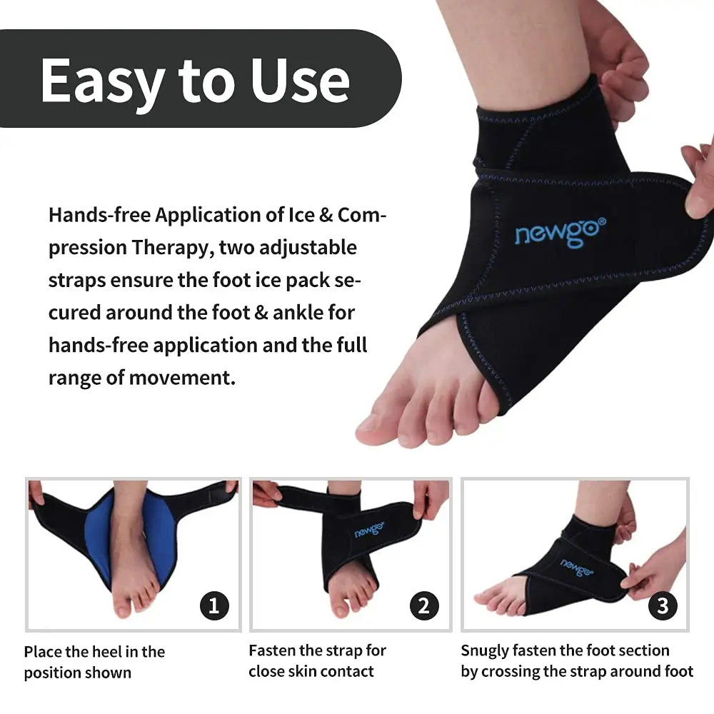 Reusable Ankle Brace Ice Pack for Injuries Hot Cold Compression Therapy Gel Wrap Foot First Aid Sports Pain Relief Ankle Support