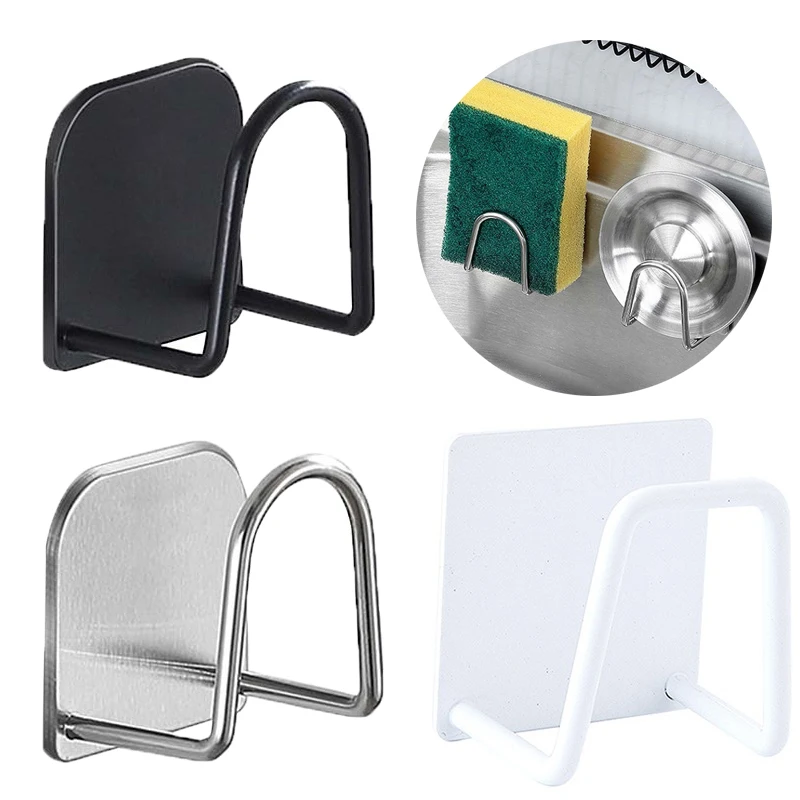 Sink Sponge Rack Kitchen Sponges Holder Self-Adhesive Sink Drain Drying 304 Stainless Steel Storage