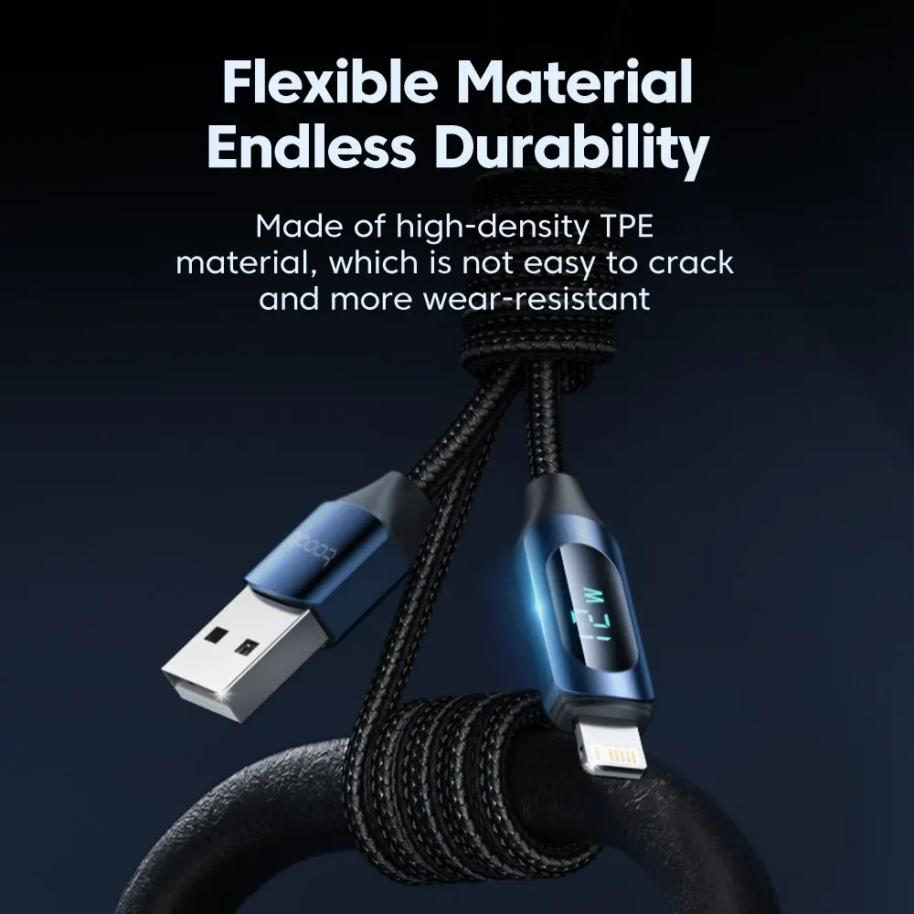 Toocki LED Display USB Cable For iPhone 14 13 12 11 Pro Max Fast Charger Charging Lightning 2.4A USB Wire Cord X XR 8 7 1m 2m Best Sellers In Phones Accessories