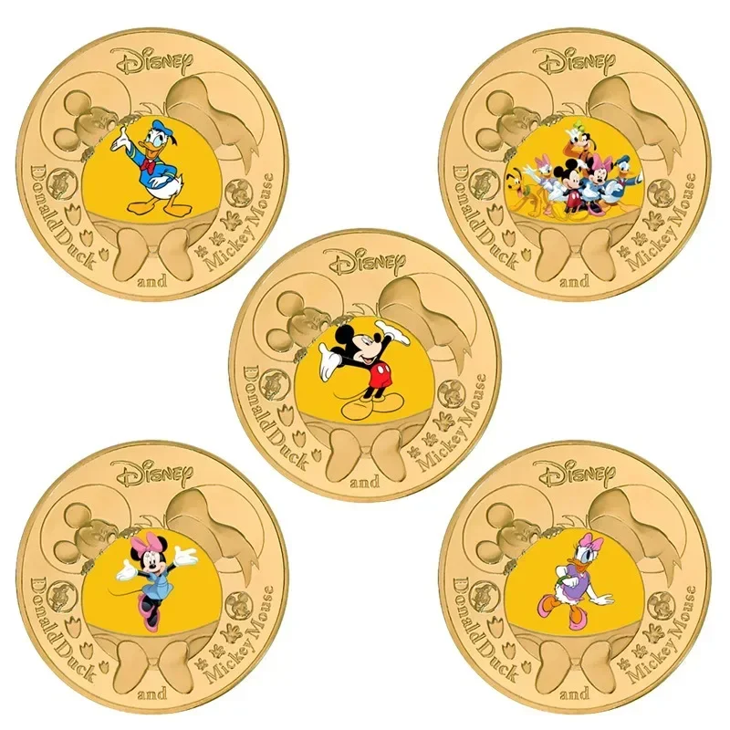 

Позолоченные литые Юбилейные Монеты Disney, аниме персонаж Микки Маус, Дональд Дак, окружающие Юбилейные монеты