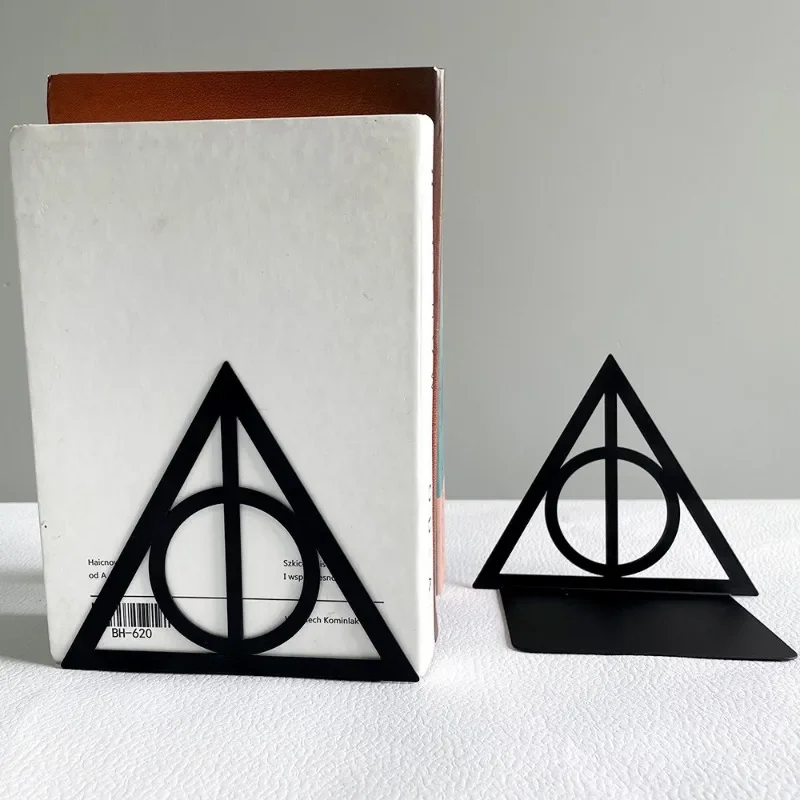 Triangle graphic book end, metal heavy-duty book end, fan organized desktop, home office, iron book end 3