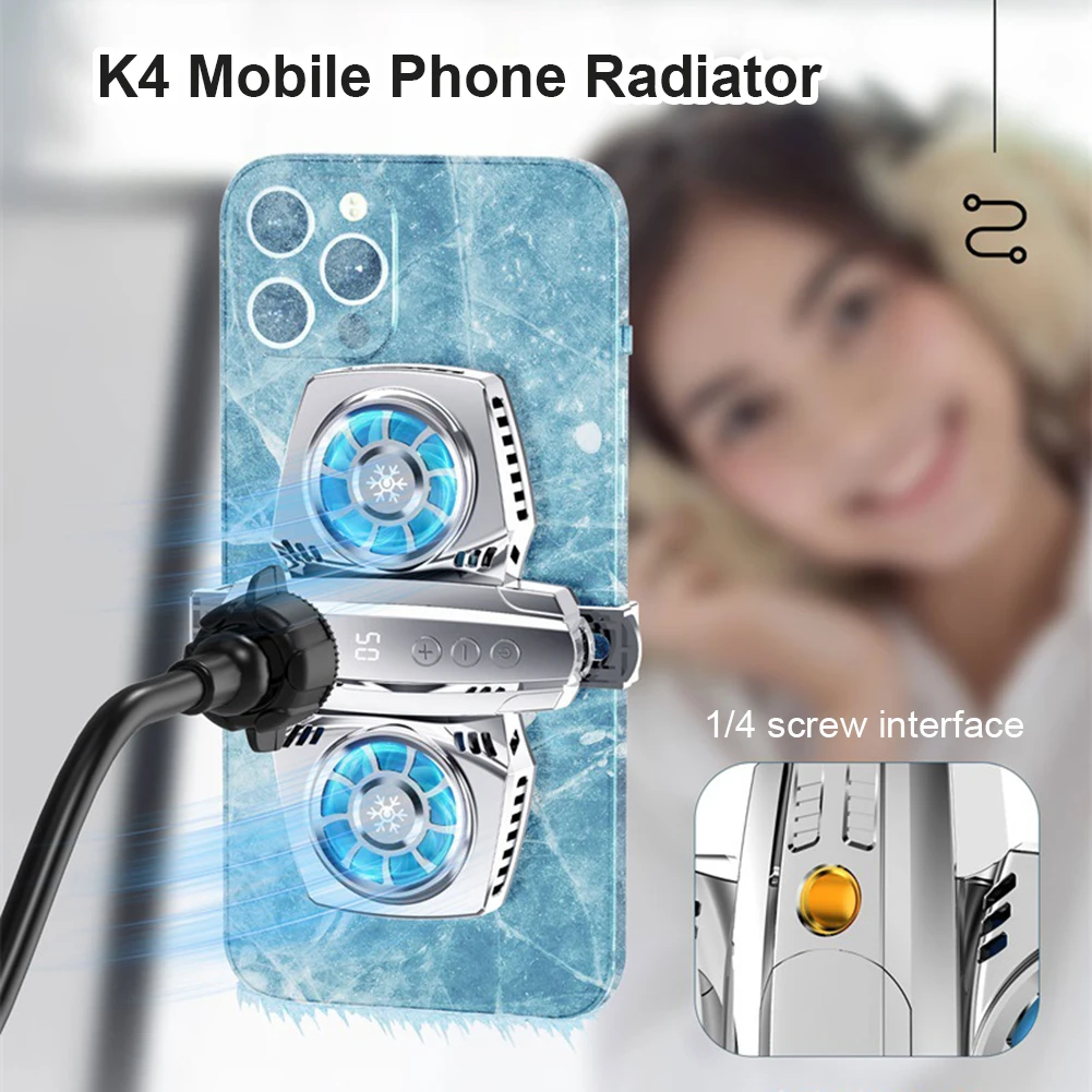K4UniversalMobilePhoneGameCoolerSystemCoolingFanRadiatorCoolHeatSinkRechargeable