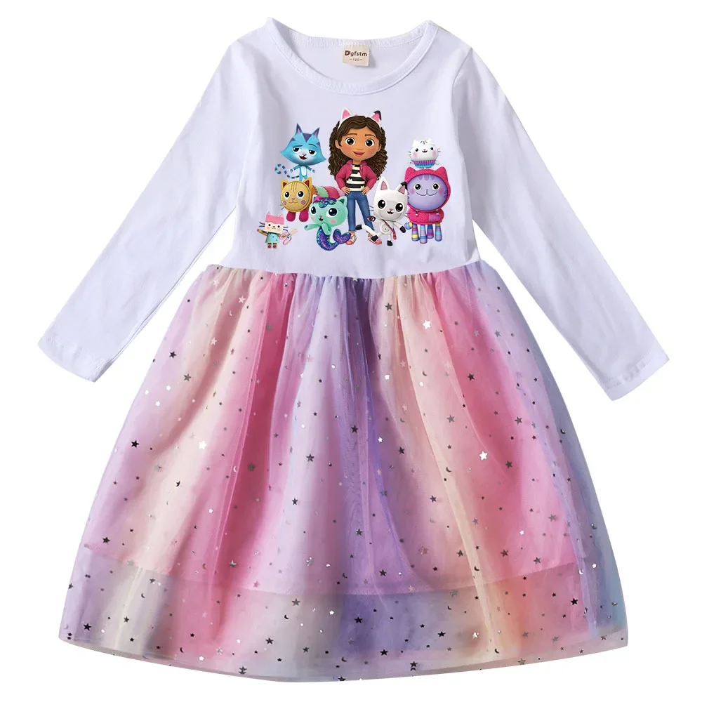 Baby Girls Gabby DoolHouse Dress Kids Gabbys Cats Clothes Halloween Cosplay Costume Long Sleeve Casual Princess Dresses girls dress princess costume