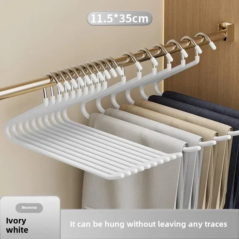 Seamless Trouser Hanger Non-Slip Metal Shirt Trouser Hook Hanger Open Pant Coat Wardrobe Organzier Clothes Rack 5/10pcs