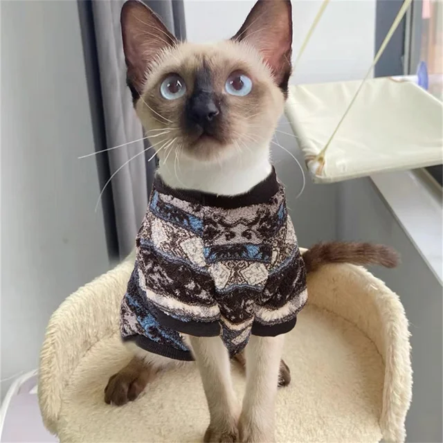 Plush Cat Dog Hoodies Thicken Pet Sweaters Autumn Winter Cat Puppy Clothes for Small Dogs Cats Kitten Pullovers Sphynx Clothing 4