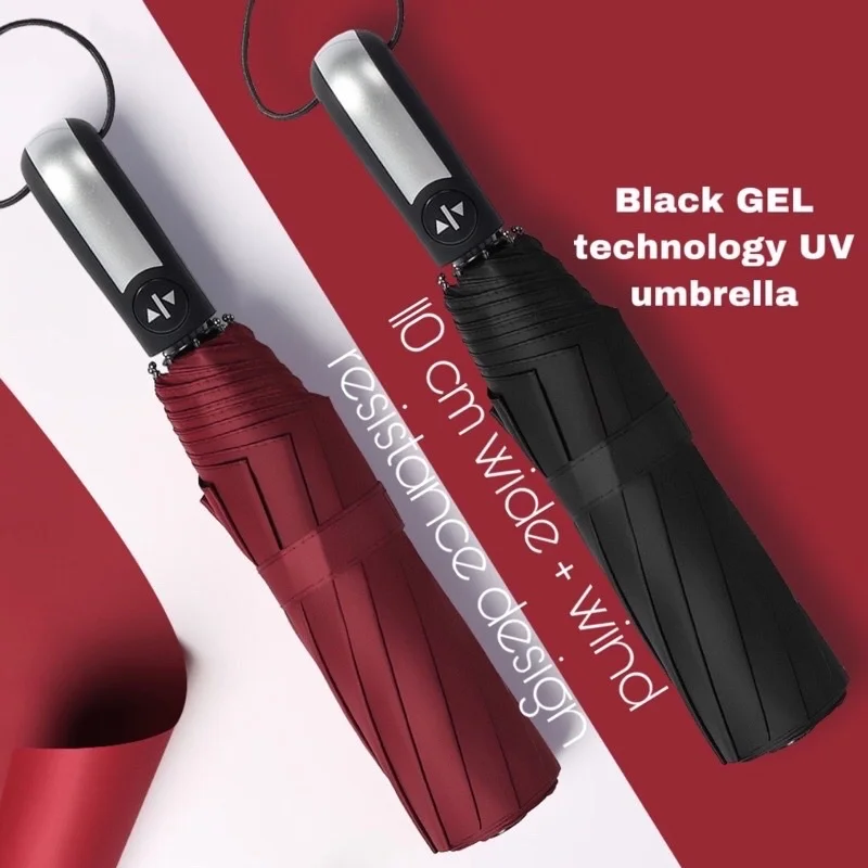 Automatic Folding Vinyl Umbrella, Ten-Bone Umbrella Is Strong, Windproof and Rainproof, Large Umbrella for Business Use