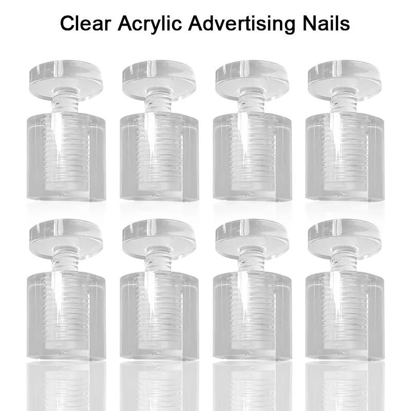 

200PCS Transparent Acrylic Advertisement Nails Screws Wall Sign Billboard Light Box Standoffs Pins Fasteners Glass Standoff Pins
