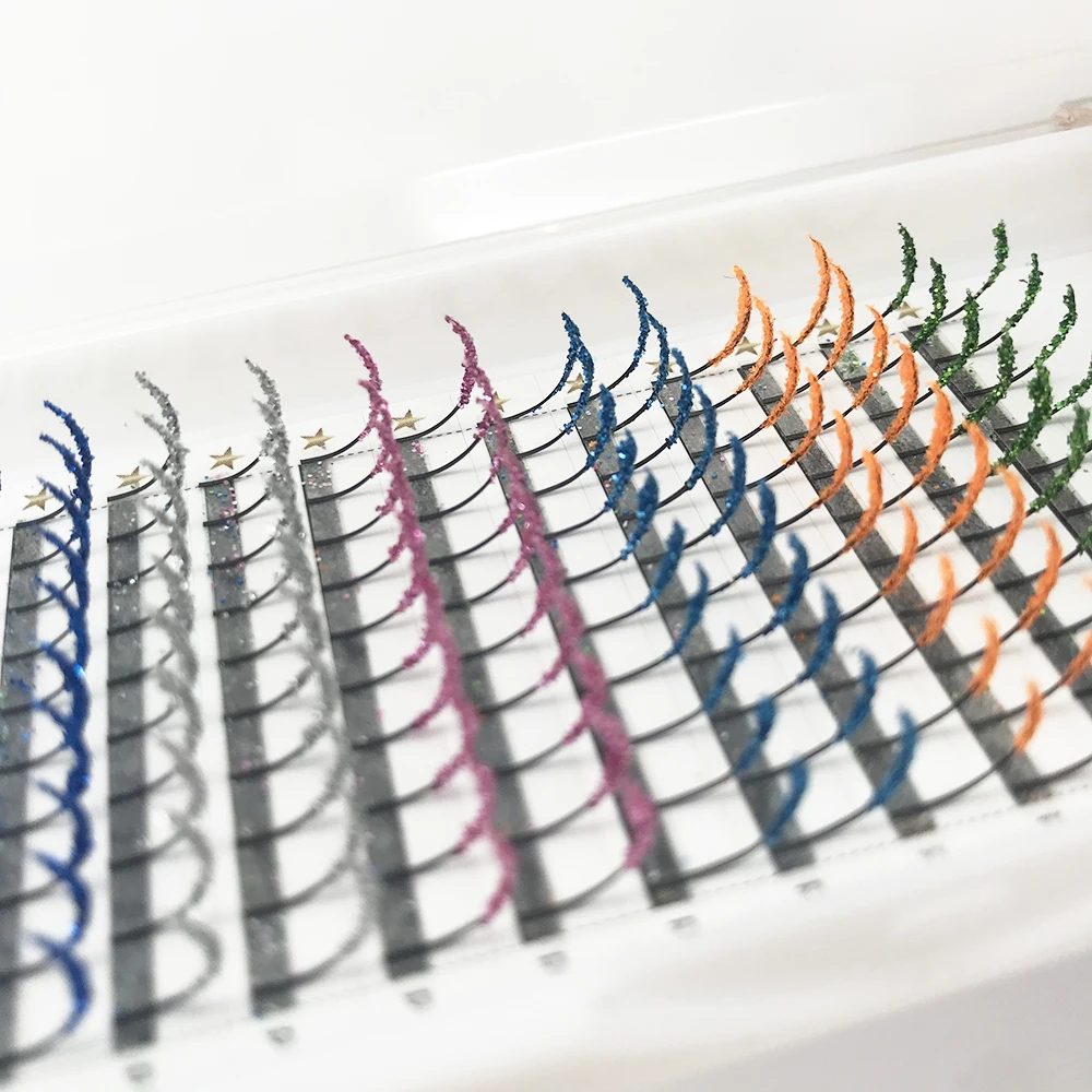 Description Picture 3 of item12 Rows Mix Color Fashion Glitter Fluffy Fairy Spikes False Eyelashes Shiny Fancy Diamond Colorful Eyelash Extension For Make Up