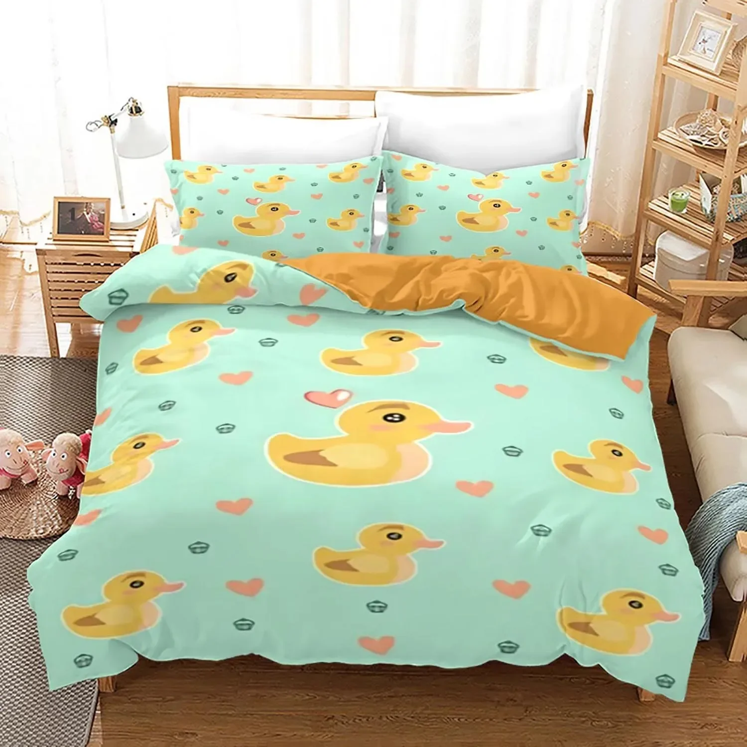 Yellow duck Bedding Set Single Twin Full Queen King Size Little duck Bed Set Aldult Boys Bedroom Duvetcover Sets 3D Print 015