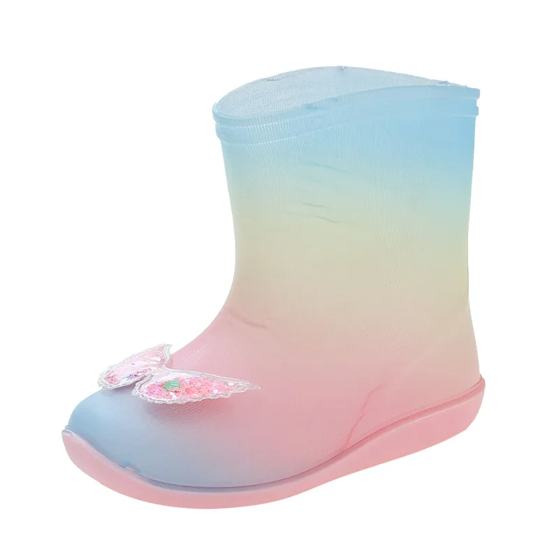 Girls Rain Boots Fashion PVC Waterproof Non-slip Water Boots Sweet