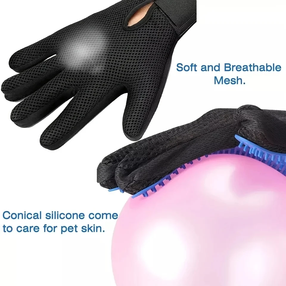 Pet Grooming Gloves Hair Remover Gloves 2 Sided Massage Grooming Dog Cat Rabbit Fur