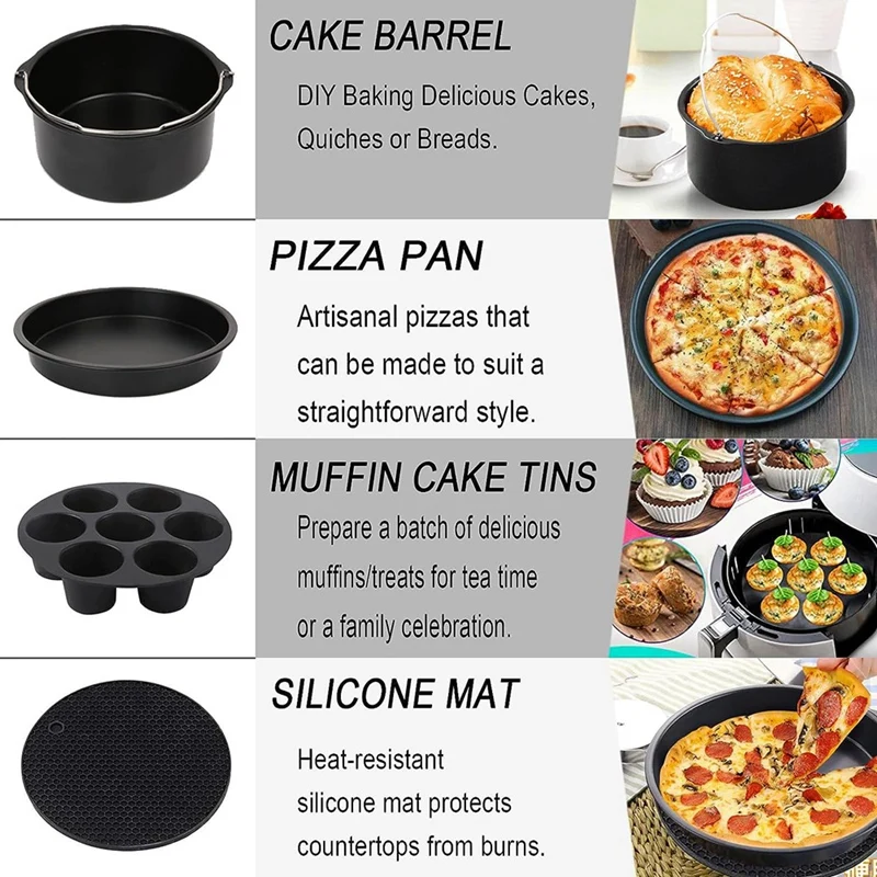

Airfryer Accessory Set Stainless Steel Reusable Air Fryer Accessories For Fryers Over 4.6 Litres