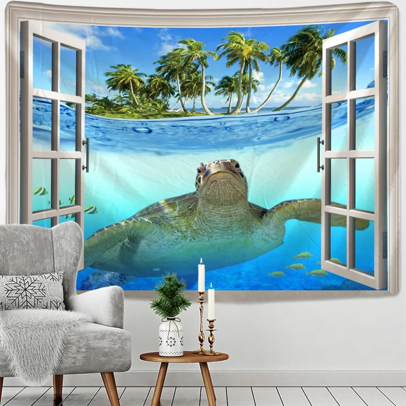 Affascinante Paesaggio Naturale Arazzo Decorativo Mandola Foresta Spiaggia Stanza Estetica Decorazione Della Casa