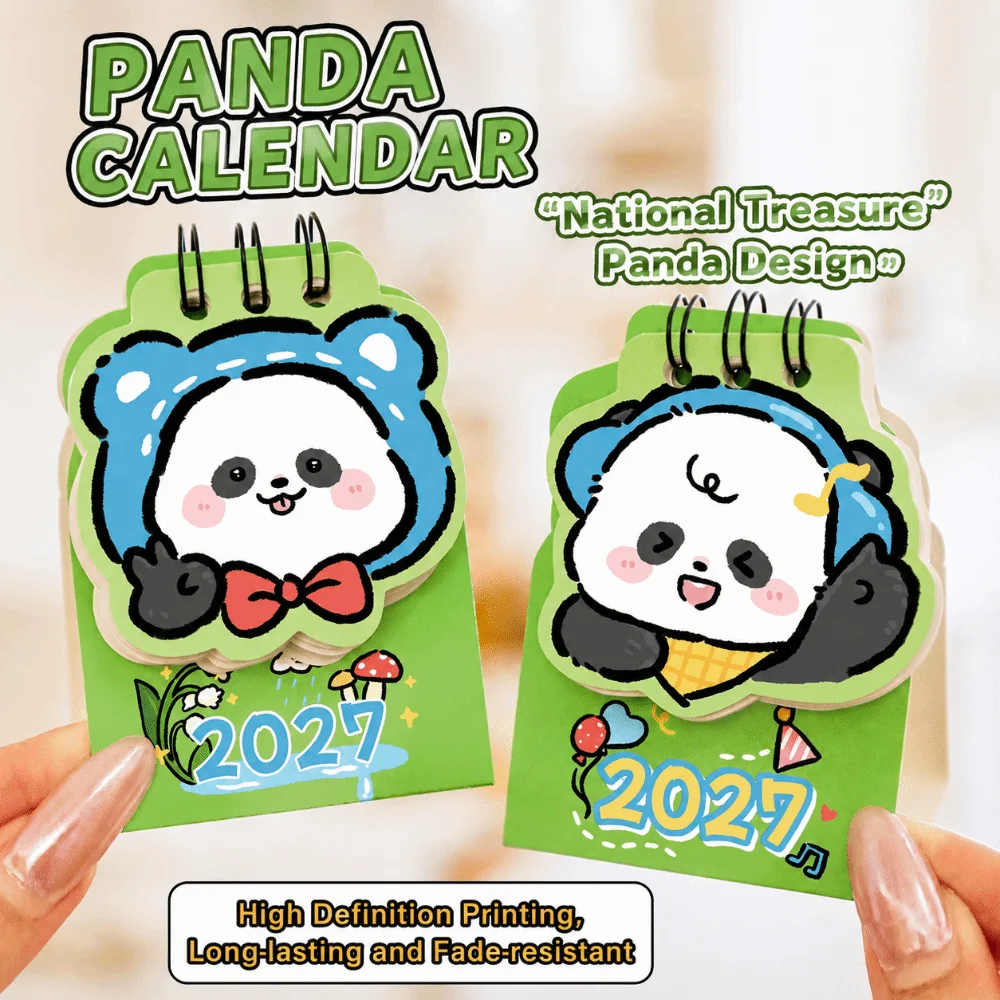 Carino Mini Calendario da Scrivania 2027 con Doppia Spirale, Pianificatore Mensile con Marcatori, Calendario da Tavolo a Spirale con Cartoni Animati per Casa e Ufficio - immagine 2