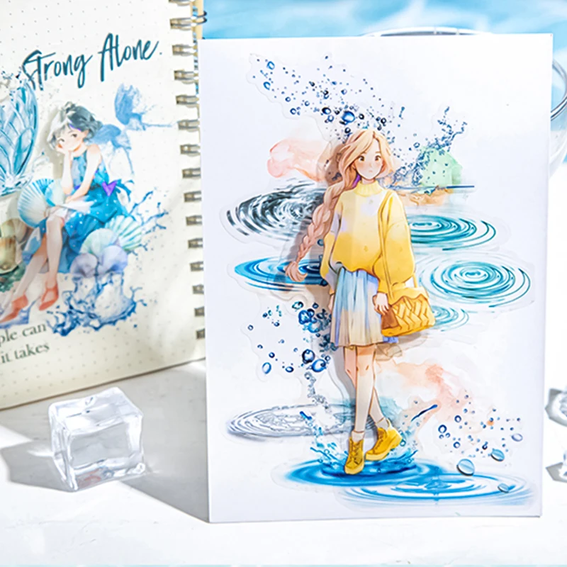 Mr. Paper, Wave Wave Dew Theme Sticker Tape, Decorative Scrapbook Notebook Photo Frame Art Stationery Stickers 200cm/roll 6