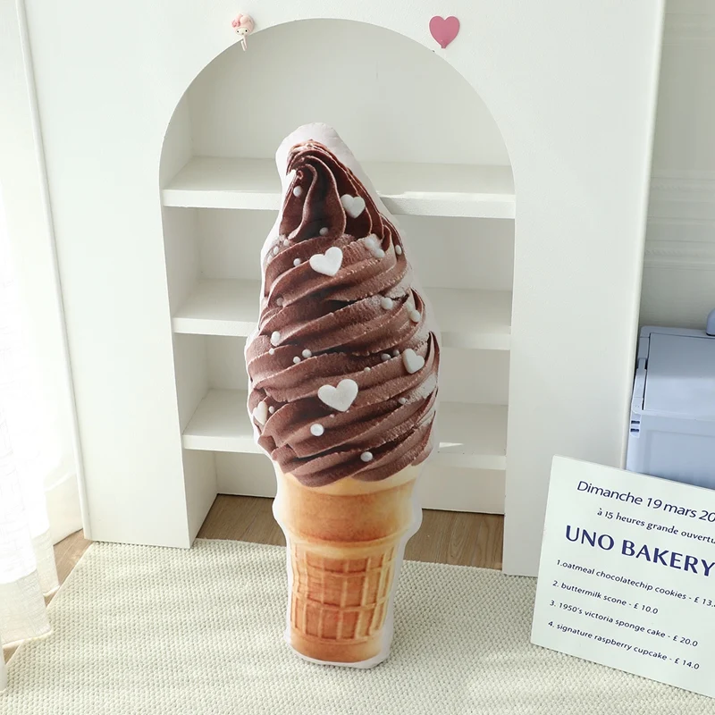 42CM 시뮬레이션 아이스크림 콘 플러시 베개 부드러운 아이스크림 장난감 어린이를위한 생일 선물 룸 장식 달콤한 디저트