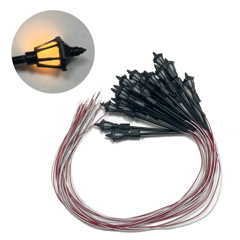 20 szt. Model lampy uliczne białe ciepłe światło Model do ćwiczeń piaskownicy G99C