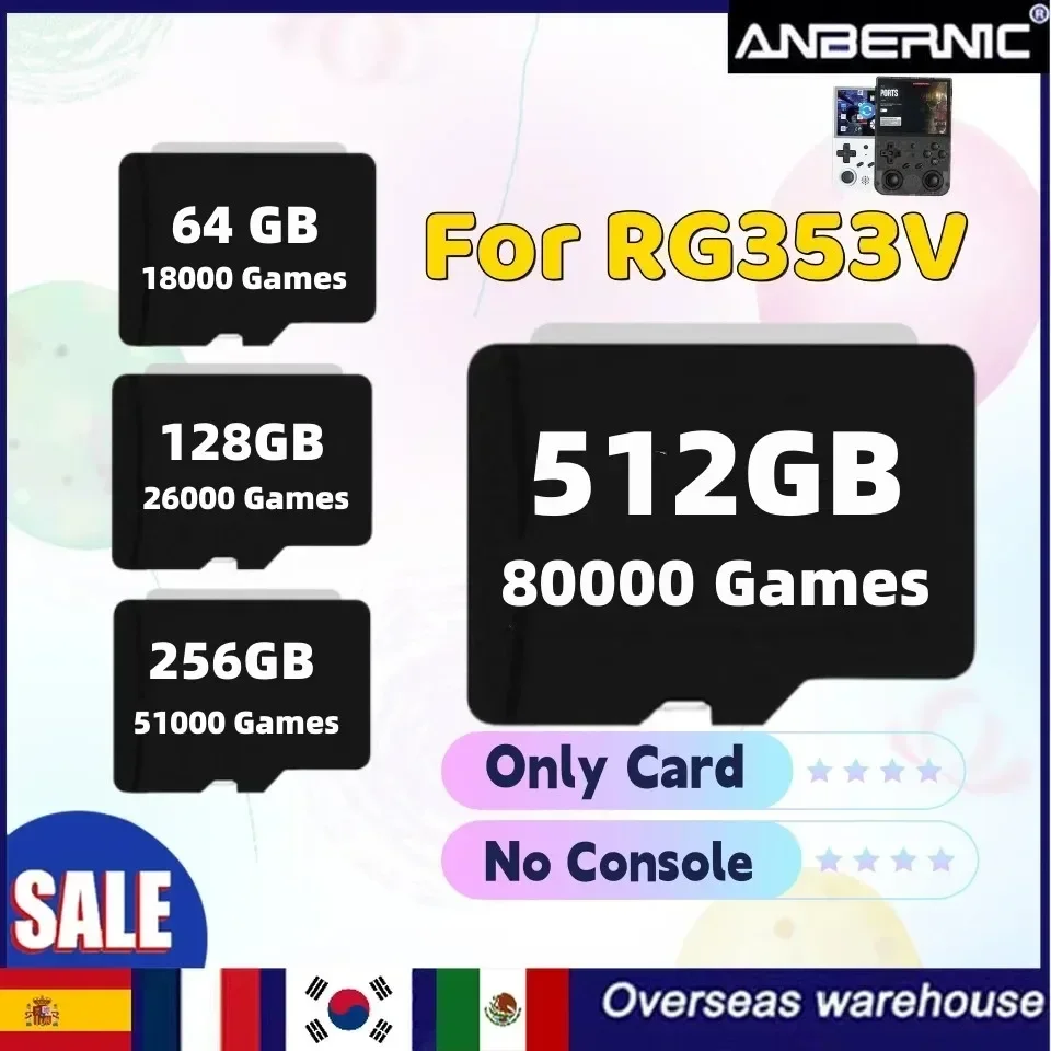 

Лидер продаж, предварительно загруженная TF-карта 512 ГБ для ANBERNIC RG353V RG353VS Сумка-карта для 512G 256G 128G 64G Ретро портативная игра