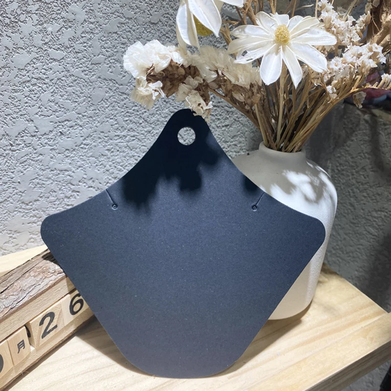 10PCS Necklace Display Cards White Black Blank Necks Paper DIY Handmade Jewelry Packaging Hanging Hole Cardboard Label Wholesale
