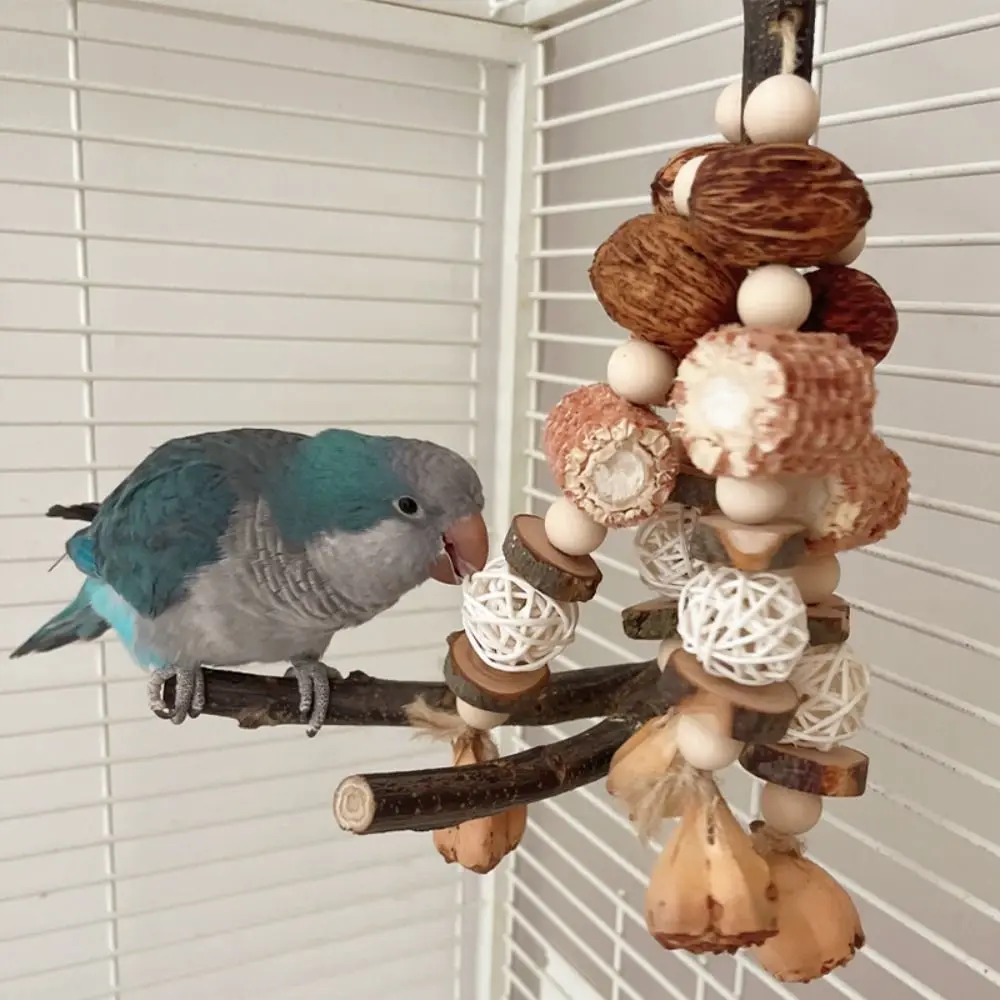 Parakeet Natural Wood Bird Wood Nut Toy Corncob Rattan Ball Parrot Chewing Toy Healthy Pineapple Bite Training For Birds
