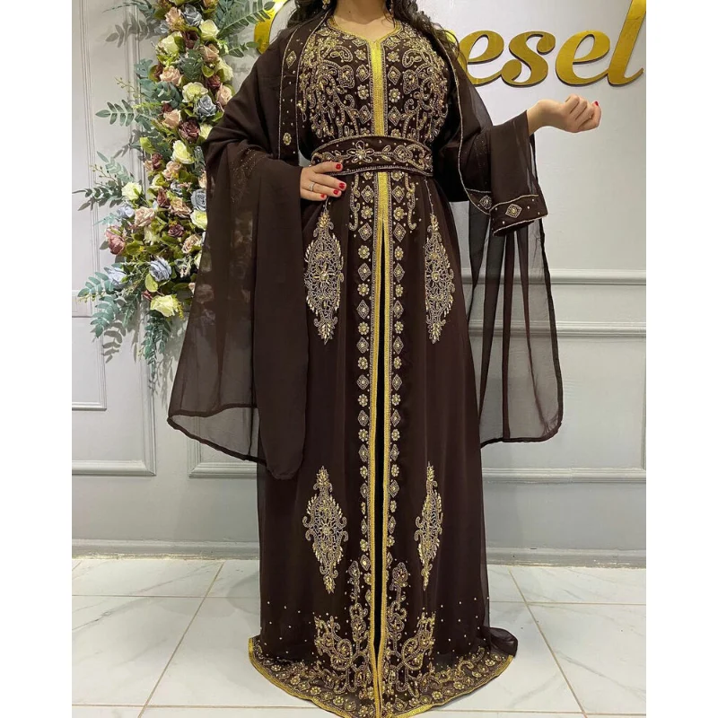 Dubai Morocco Kaftans Farasha Abaya African Multi Size Wedding Dress European and American Fashion Trends caucasus caftan belt morocco for women waist chain adjustable length crystal gold silver color european wedding jewelry gift