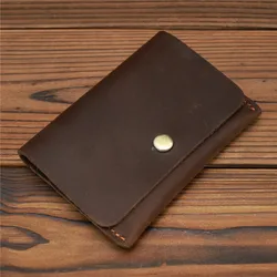 Vintage Genuine Leather Slim Men's Wallet - 100% Real Cowhide, Compact Credit Card Holder 2023 Edition (Dark brown)