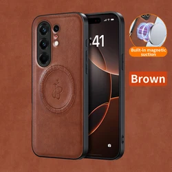 Premium PU Leather Wireless Charging Magnetic Case - Fusion Protective Hard Back Shell Coque for Tecno Camon 50 Ultra (Brown)