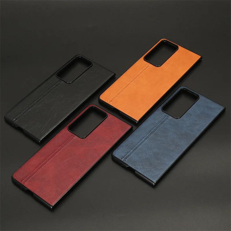 Per Honor Magic V2 Luxury Calfskin Pu Leather Lines Cover Posteriore Rigida Custodia Antiurto Per Huawei Honor Magic V2 Phone Case
