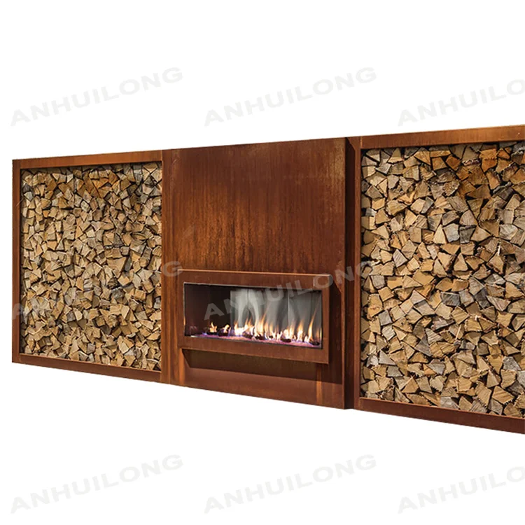 Wood Burning Corten Steel Freestanding Outdoor Fireplace With Wheels